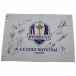 2018 European Ryder Cup Team Signed Embroidered Flag JSA ALOA
