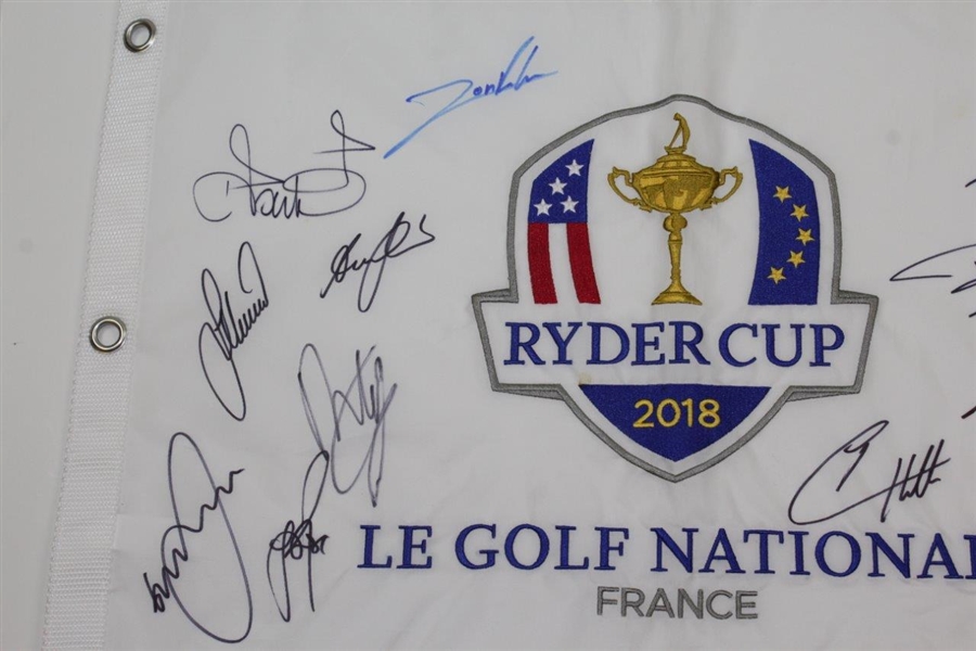 2018 European Ryder Cup Team Signed Embroidered Flag JSA ALOA