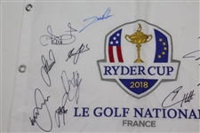2018 European Ryder Cup Team Signed Embroidered Flag JSA ALOA