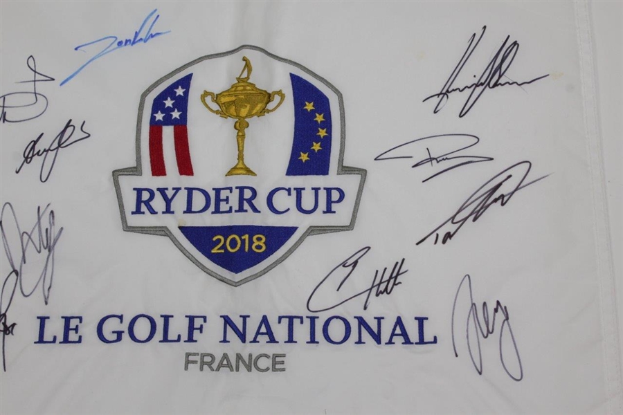 2018 European Ryder Cup Team Signed Embroidered Flag JSA ALOA