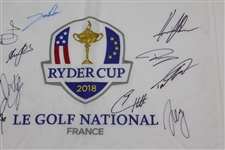 2018 European Ryder Cup Team Signed Embroidered Flag JSA ALOA