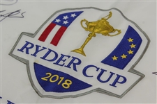 2018 European Ryder Cup Team Signed Embroidered Flag JSA ALOA