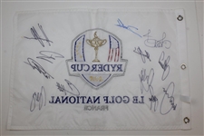 2018 European Ryder Cup Team Signed Embroidered Flag JSA ALOA