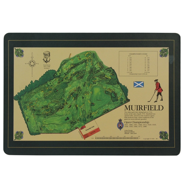 Muirfield Course Topographic Layout Map Placemat - 1984