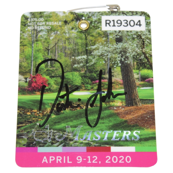 Dustin Johnson Signed 2020 Masters Tournament SERIES Badge #R19304 JSA ALOA