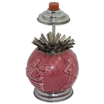 Circa 1920 Rookwood Golf Cranberry Cigarette Dispenser with Sports Themes