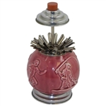 Circa 1920 Rookwood Golf Cranberry Cigarette Dispenser with Sports Themes