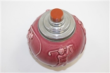 Circa 1920 Rookwood Golf Cranberry Cigarette Dispenser with Sports Themes