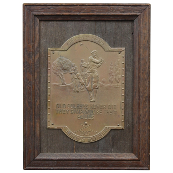 1927 Gleneagles Golf Club Brass Plate w/ "Private Colf Club Member" Engraving