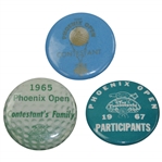 Charles Coodys 1965, 1966 & 1967 Phoenix Open Badges - Contestant, Participant & Family