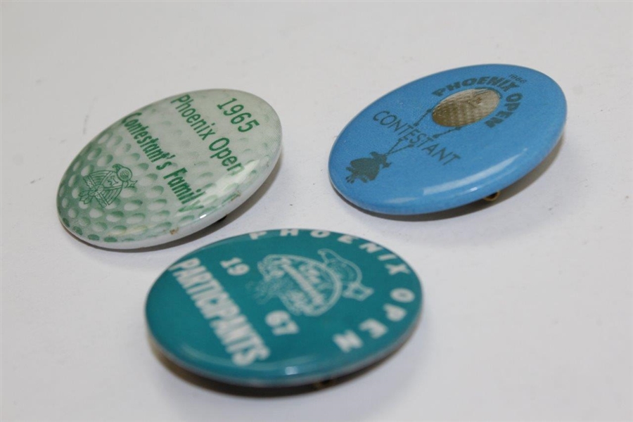 Charles Coody's 1965, 1966 & 1967 Phoenix Open Badges - Contestant, Participant & Family