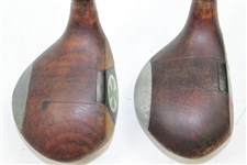 Late 1930's Harry Vardon Fancy Face Brassie & Spoon Woods - Shamrock Face Inserts