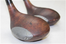 Late 1930's Harry Vardon Fancy Face Brassie & Spoon Woods - Shamrock Face Inserts