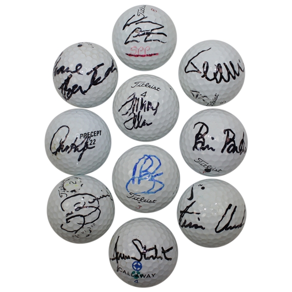 Ten (10) Signed Personal Tournament Used Golf Balls - Clark, Stockton & more JSA ALOA