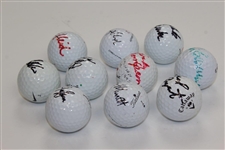 Ten (10) Signed Personal Tournament Used Golf Balls - Floyd, Stadler, Sluman & more JSA ALOA