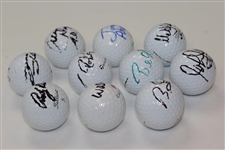 Ten (10) Signed Personal Tournament Used Golf Balls - Langer, Ahern & more JSA ALOA
