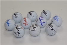 Ten (10) Signed Personal Tournament Used Golf Balls - Geiberger, Sutton, Murphy & more JSA ALOA