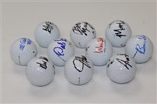 Ten (10) Signed Personal Tournament Used Golf Balls - Geiberger, Sutton, Murphy & more JSA ALOA