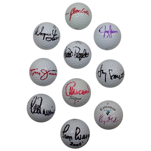 Ten (10) Signed Personal Tournament Used Golf Balls - Trevino, Floyd & more JSA ALOA