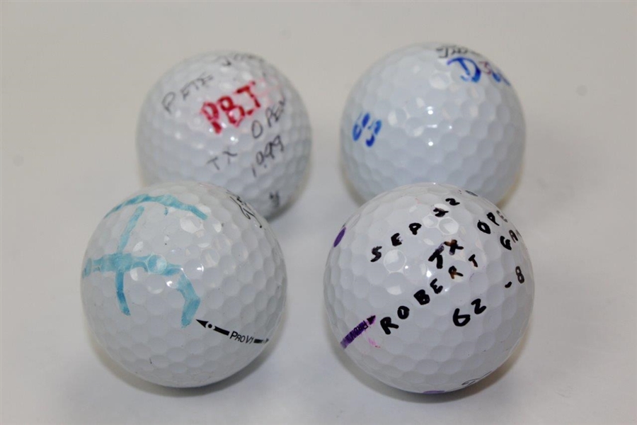 Four (4) Tournament Used & Marked Golf Balls - Robert Gamez, Pete Jordan, D. A. Weibring& other