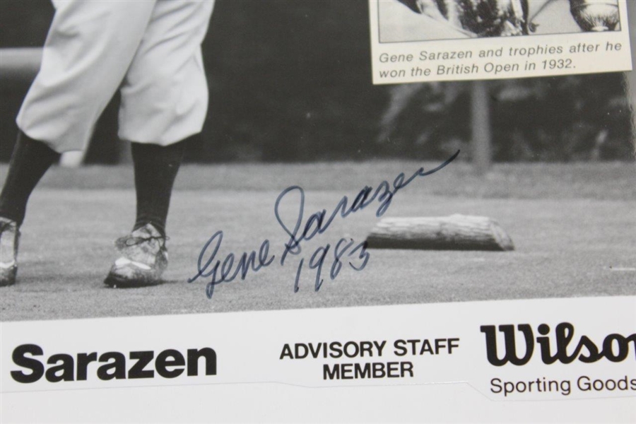 Gene Sarazen Signed Wilson Advistory Staff Member 8x10 Photo with Brith Open Insert JSA ALOA
