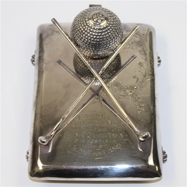 Sterling Ink Well with Crossed Clubs - Forres GC - Sept. 2nd, 1914 Won by J. M. Cant Esq.