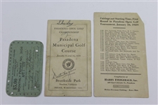 Walter Hagen Twice Signed 1929 Pasadena Municipal GC Scorecard with Permit & Pairing Card JSA ALOA