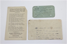 Walter Hagen Twice Signed 1929 Pasadena Municipal GC Scorecard with Permit & Pairing Card JSA ALOA