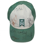 Classic TW Green/White Hat Signed by Tiger Woods, Vijay, Olazabal, & others JSA ALOA