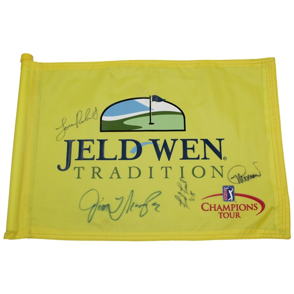 Roberts, Funk, & others Signed Jeld Wen Tradition Course Flown Flag JSA ALOA