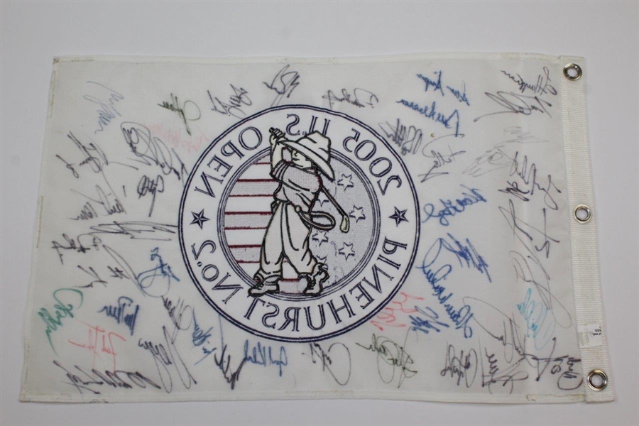 Multi-Signed 2005 US Open at Pinehurst Embroidered Flag JSA ALOA