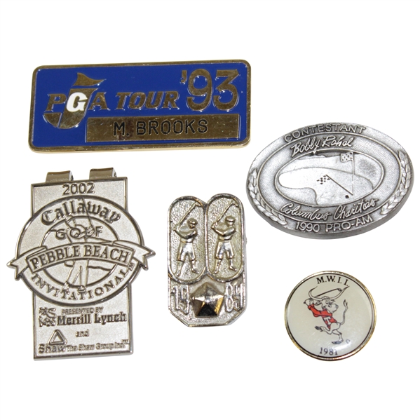 Five (5) Mark Brooks Contestant Badges/Money Clips