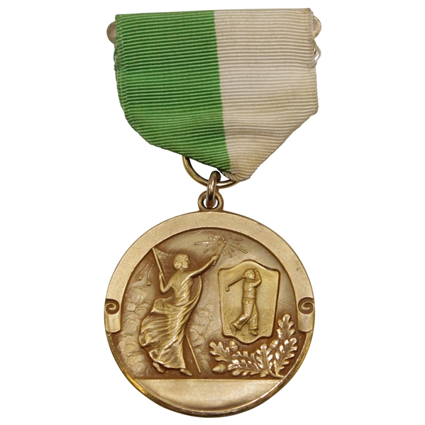 1951 Sentinel Jr. Golf Tournament Runner-Up Med with Bar Pin & Green/White Ribbon
