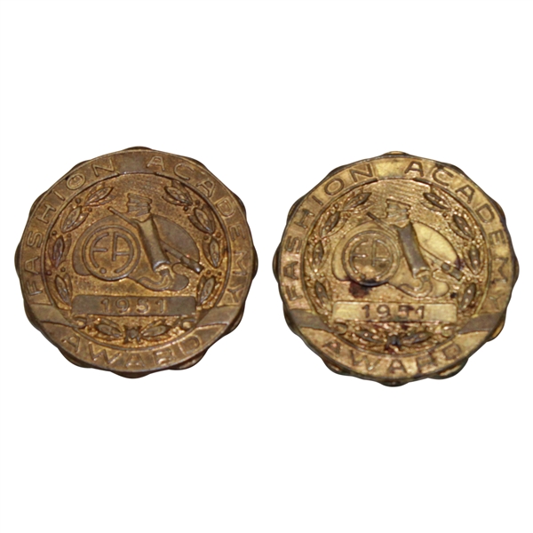 Two 1951 Fashion Academy Award Medals Honoring Burke Golf, Inc. - "Golf Clubs Since 1910"
