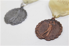 1956 & 1961 Journal Games Golf Medals with Bar Pin & Ribbons - Silver & Bronze Colored