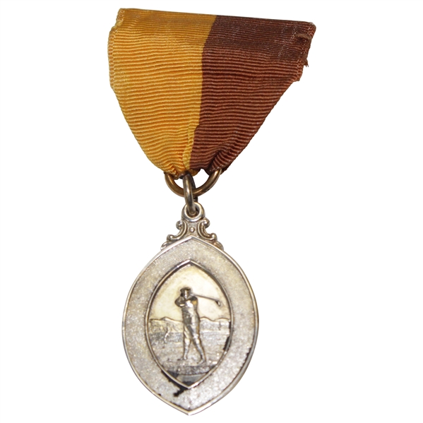 Uninscribed Oval Decorative Golfer Medal with Bar & Pin