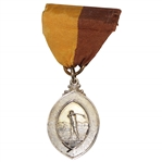 Uninscribed Oval Decorative Golfer Medal with Bar & Pin