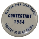 1934 Western Open Championship at Country Club of Peoria Contestant Badge