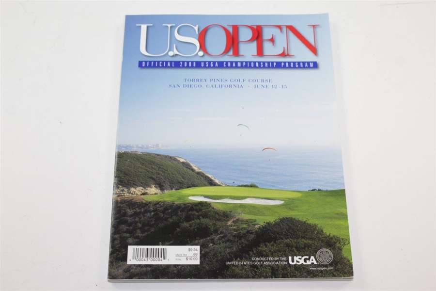2008 US Open at Torrey Pines Program, Tickets, Hosptiality Facsimile Sign In Sheet, Guides, & other