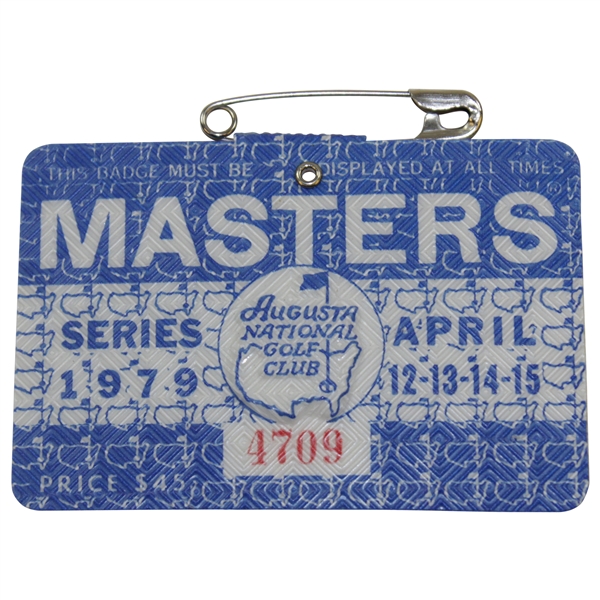 1979 Masters Tournament SERIES Badge #4709 - Fuzzy Zoeller Winner