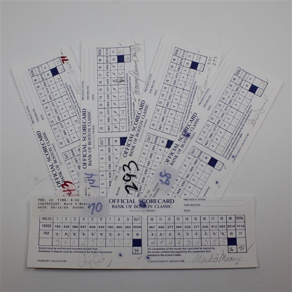 OMeara & others Signed 1989 Bank of Boston Classic Official Scorecards JSA ALOA