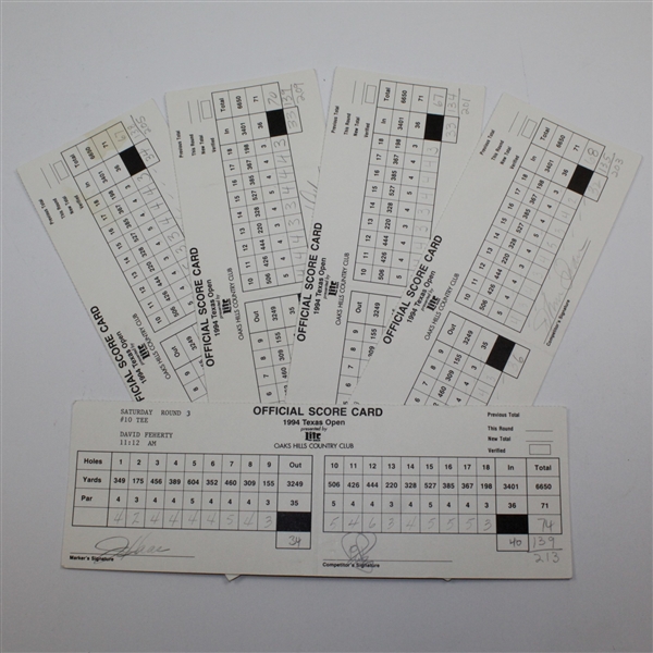 Feherty & others Signed 1994 Texas Open Official Scorecards JSA ALOA