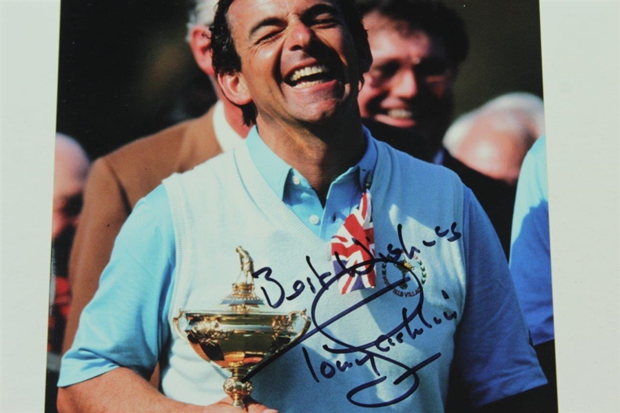Tony Jacklin Signed Photo at 1987 Ryder Cup Laughing With Trophy JSA ALOA