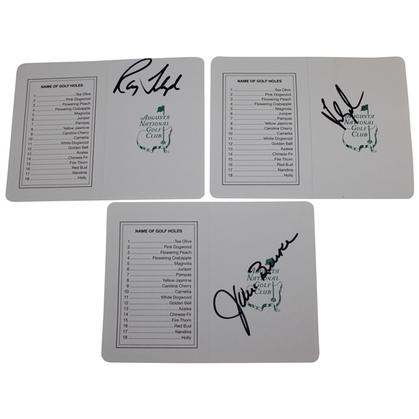 Jack Burke, Fred Couples, & Ray Floyd Signed Augusta National Golf Club Scorecards JSA ALOA