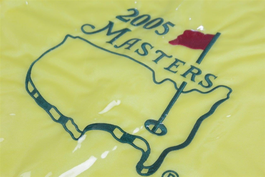2001, 2002, 2005, & 2019 Masters Tournament Embroidered Flags in Original Plastic Sleeves