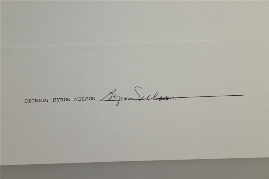 Byron Nelson Signed & Handwritten Response Letter About Playing the Masters in the 30's JSA ALOA