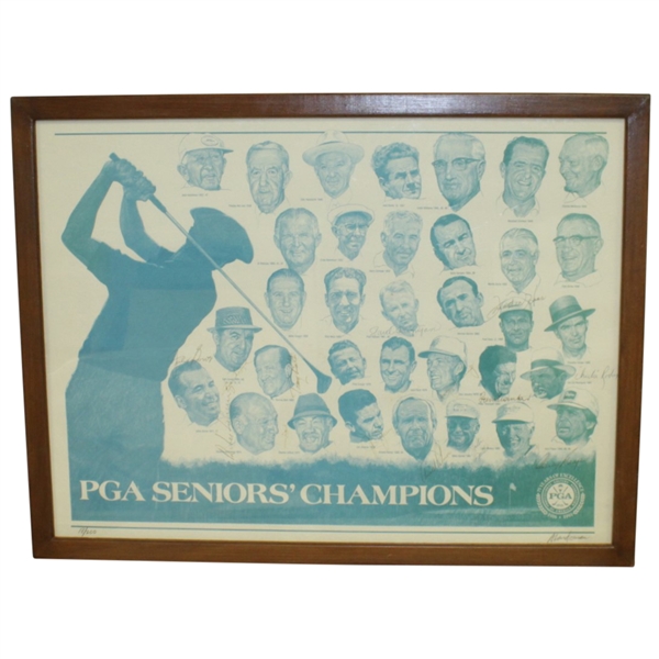 Ltd Ed PGA Seniors' Champions' Signed by 16 - Palmer, Snead, Runyan, & others #18/200 JSA ALOA