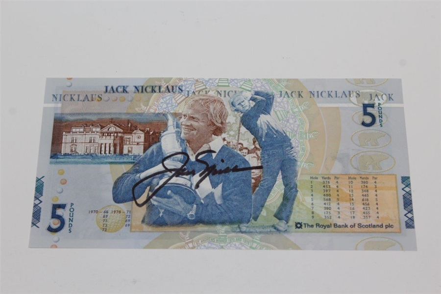 Jack Nicklaus Signed 2005 RBS 5lb Bank Note with Wallet/Envelope JSA ALOA