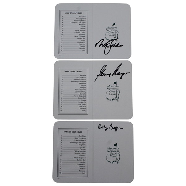 Gary Player, Nick Faldo, & Billy Casper Signed Augusta National Golf Club Scorecards JSA ALOA