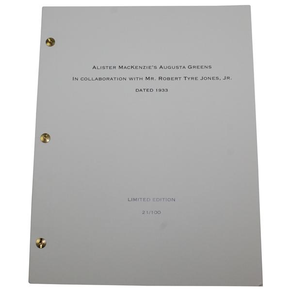Alister Mackenzie’s Augusta 1933 Greens Plans 2013 Ltd Ed. 21/100 Facsimile Booklet